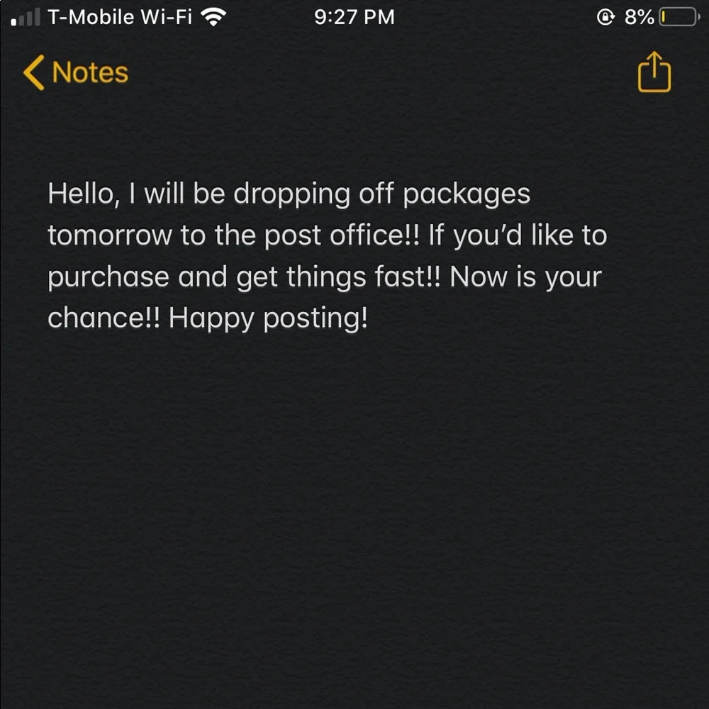 POST OFFICE TOMORROW!